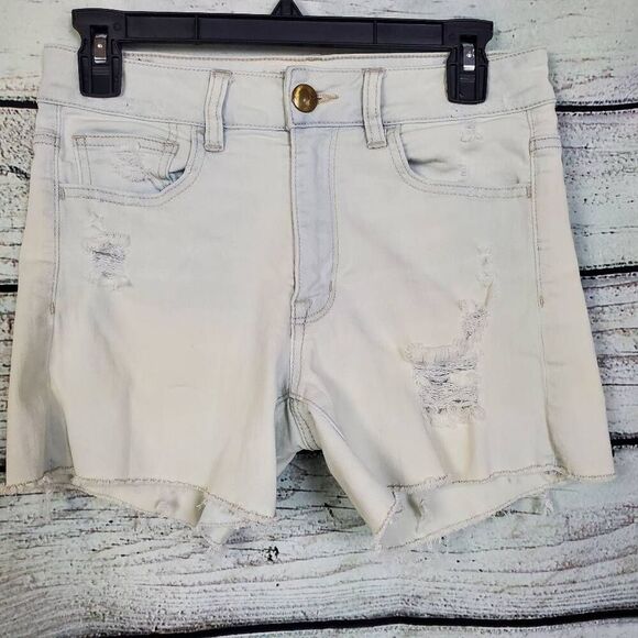 American Eagle Outfitters Women’s Hi-Rise Shortie Distressed Denim Shorts Size 6 - Picture 1 of 7